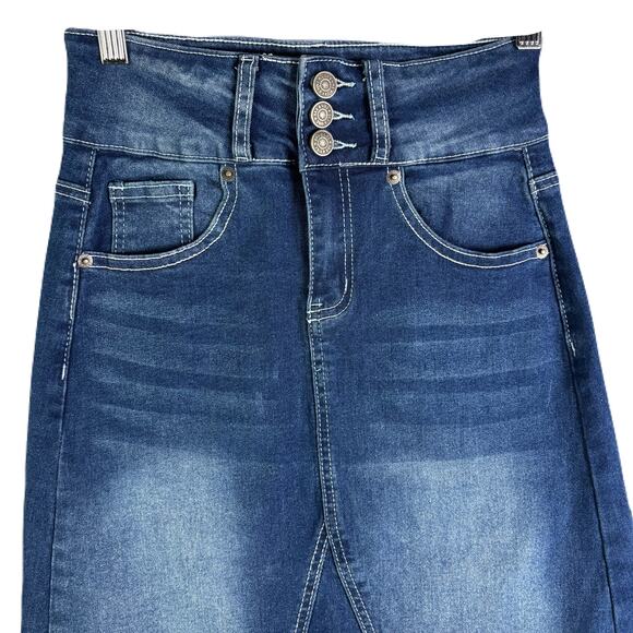 OAK & VINE Denim Midi Skirt Womens Size 2 - Picture 2 of 10